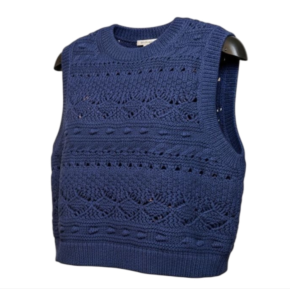 Madewell Knit Cropped Sweater Textured Short Vest Deep Navy NWT Women’s X-Small
